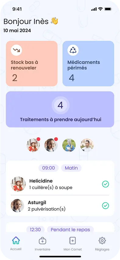 Tableau de bord de l'application Preskri